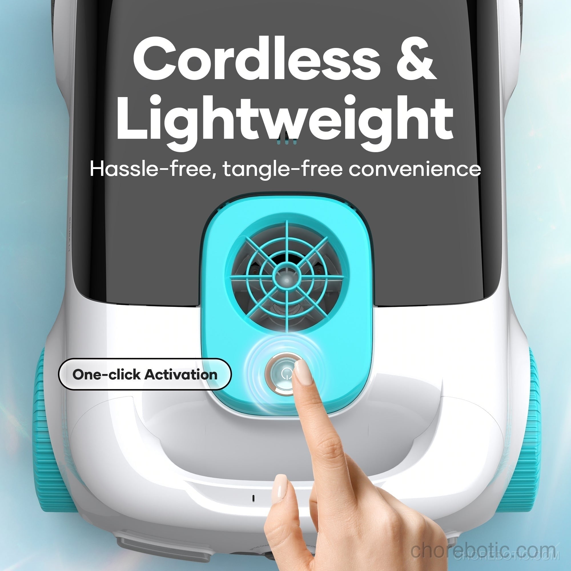 Aiper Scuba L1 cordless robotic pool cleaner in action, showing its sleek design and cleaning brushes for pool maintenance.