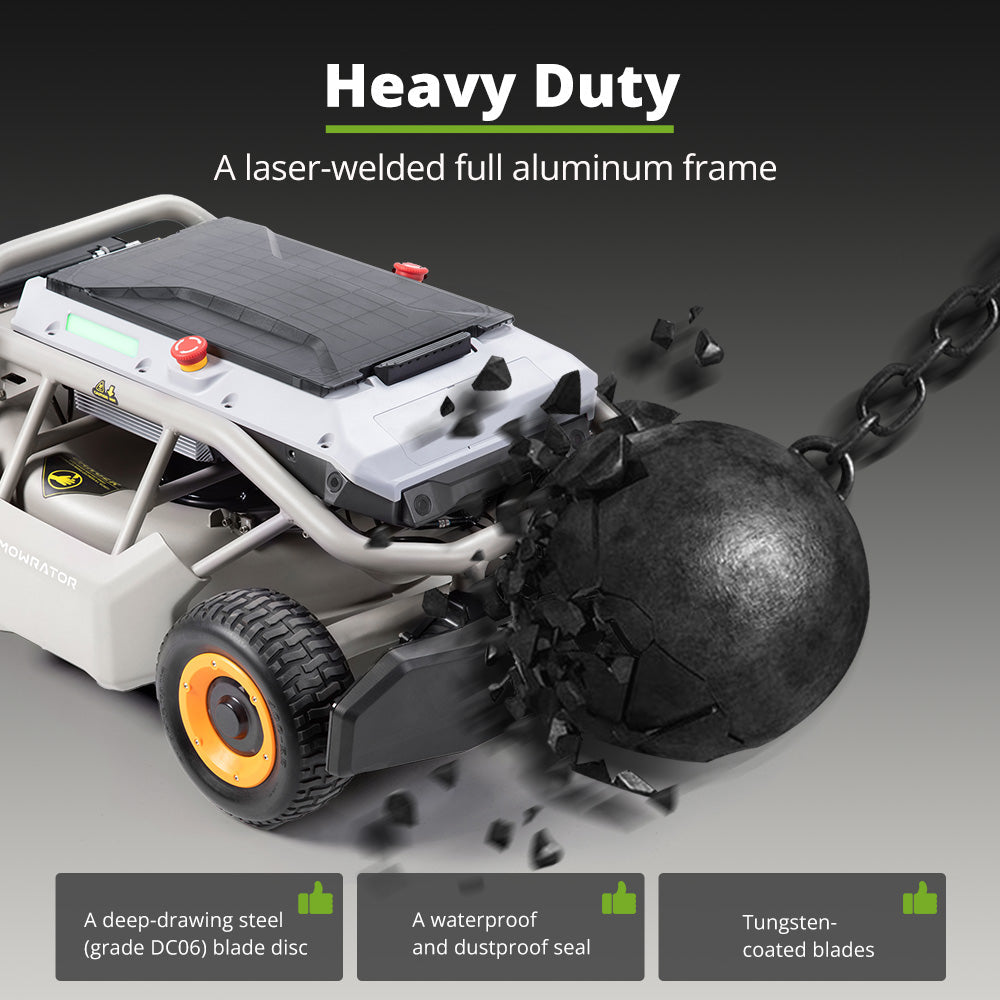 MOWRATOR All-Season 75% Slope Bundle with S1 4WD 18Ah, rugged outdoor equipment suitable for varied terrain.