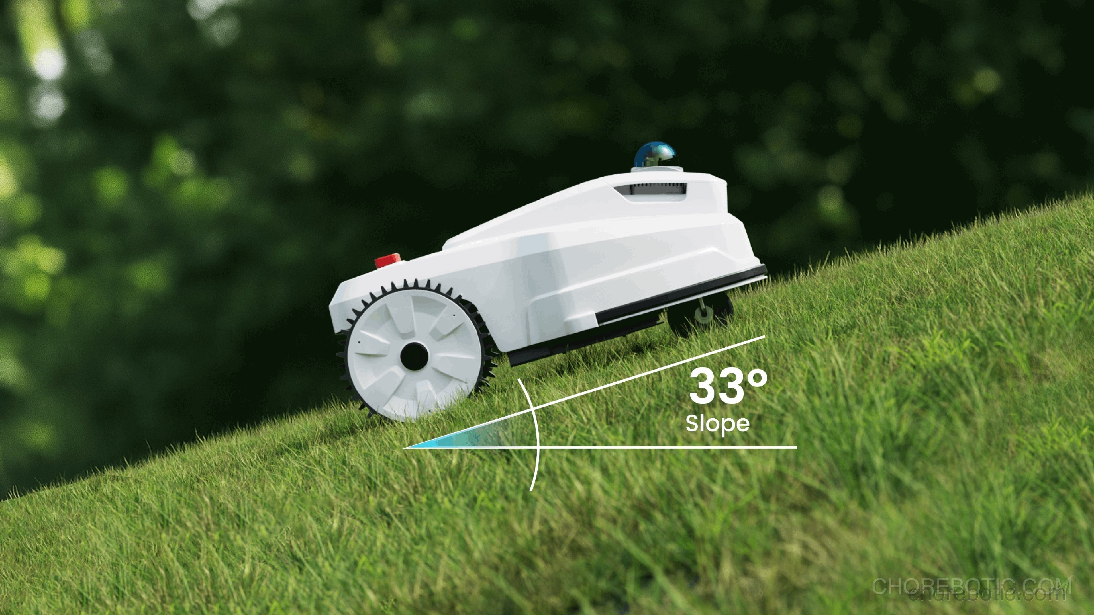 FJD FL3000 No Wire LiDAR robotic lawn mower by FJDynamics with sleek design and cutting blades for efficient garden trimming