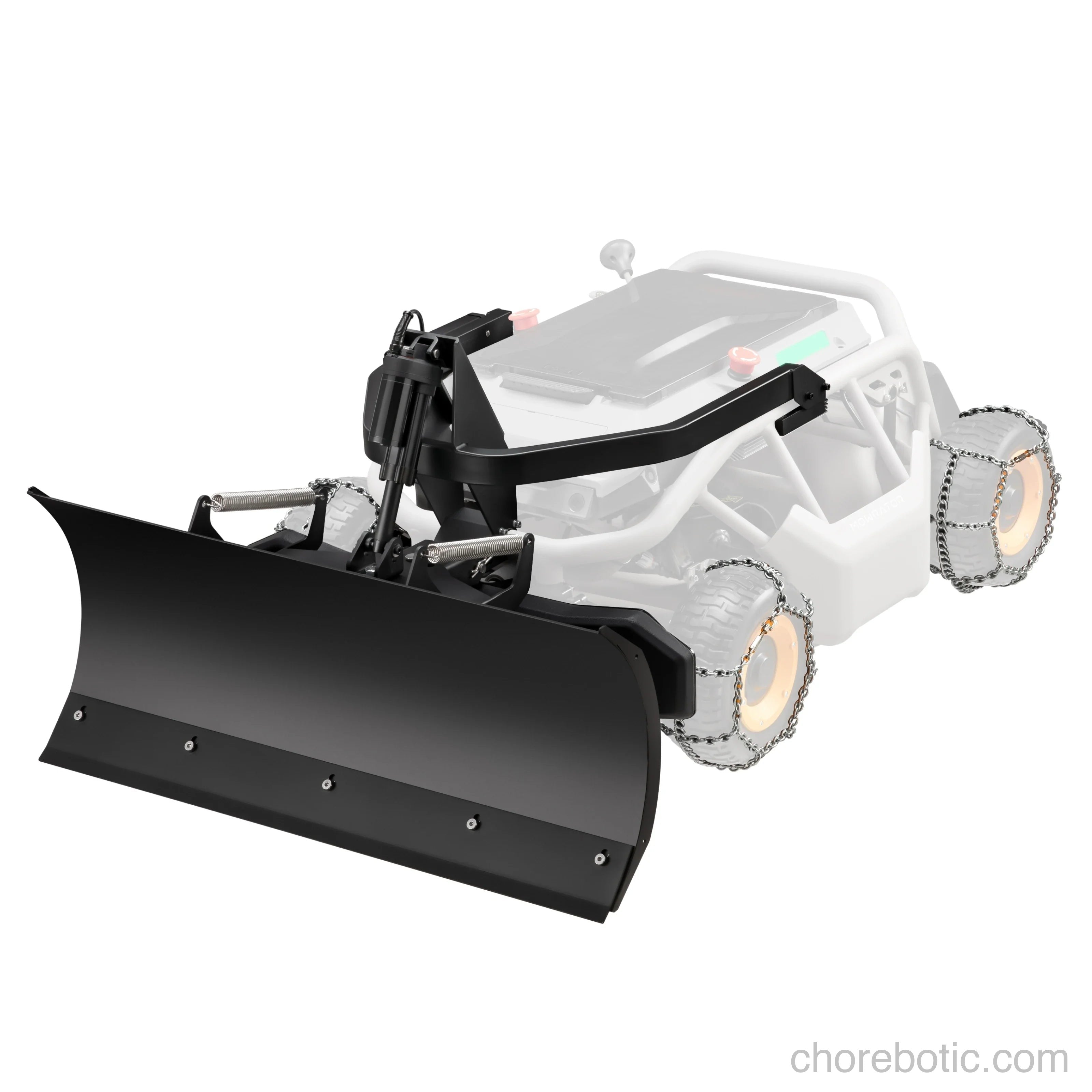 MOWRATOR Mowrator Plow Kit for snow clearing, featuring sturdy metal blade and mounting hardware for easy installation.
