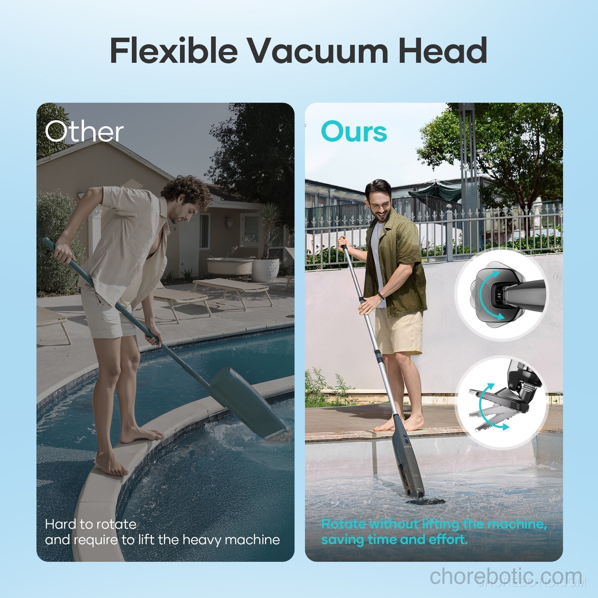 Aiper Pilot X1 cordless pool cleaner in action, showcasing its compact design and cleaning nozzle for efficient pool debris removal.