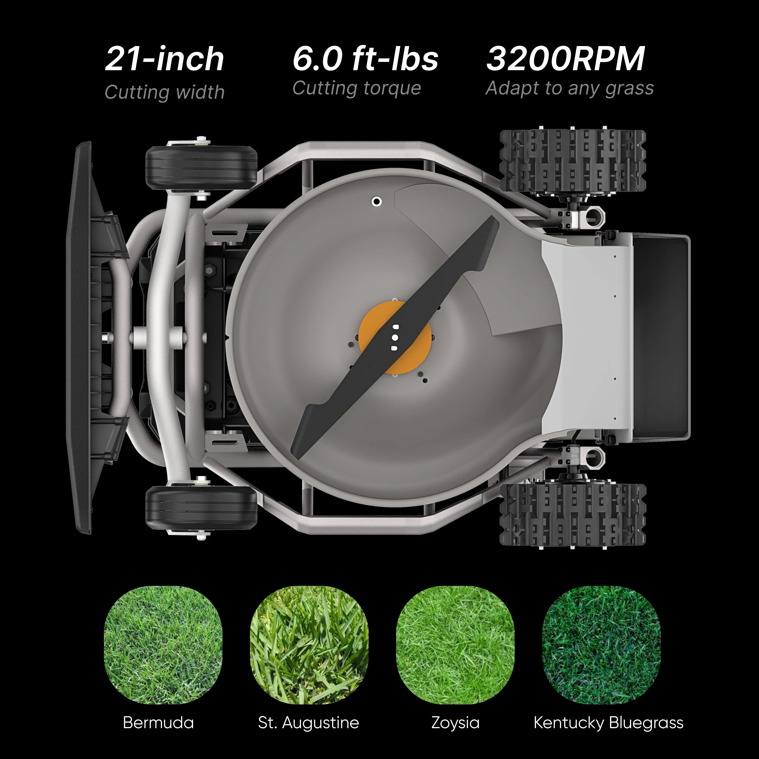 MOWRATOR S1 2WD remote control lawn mower on a slope, with leaf shredding vacuum attachment for yard cleanup.