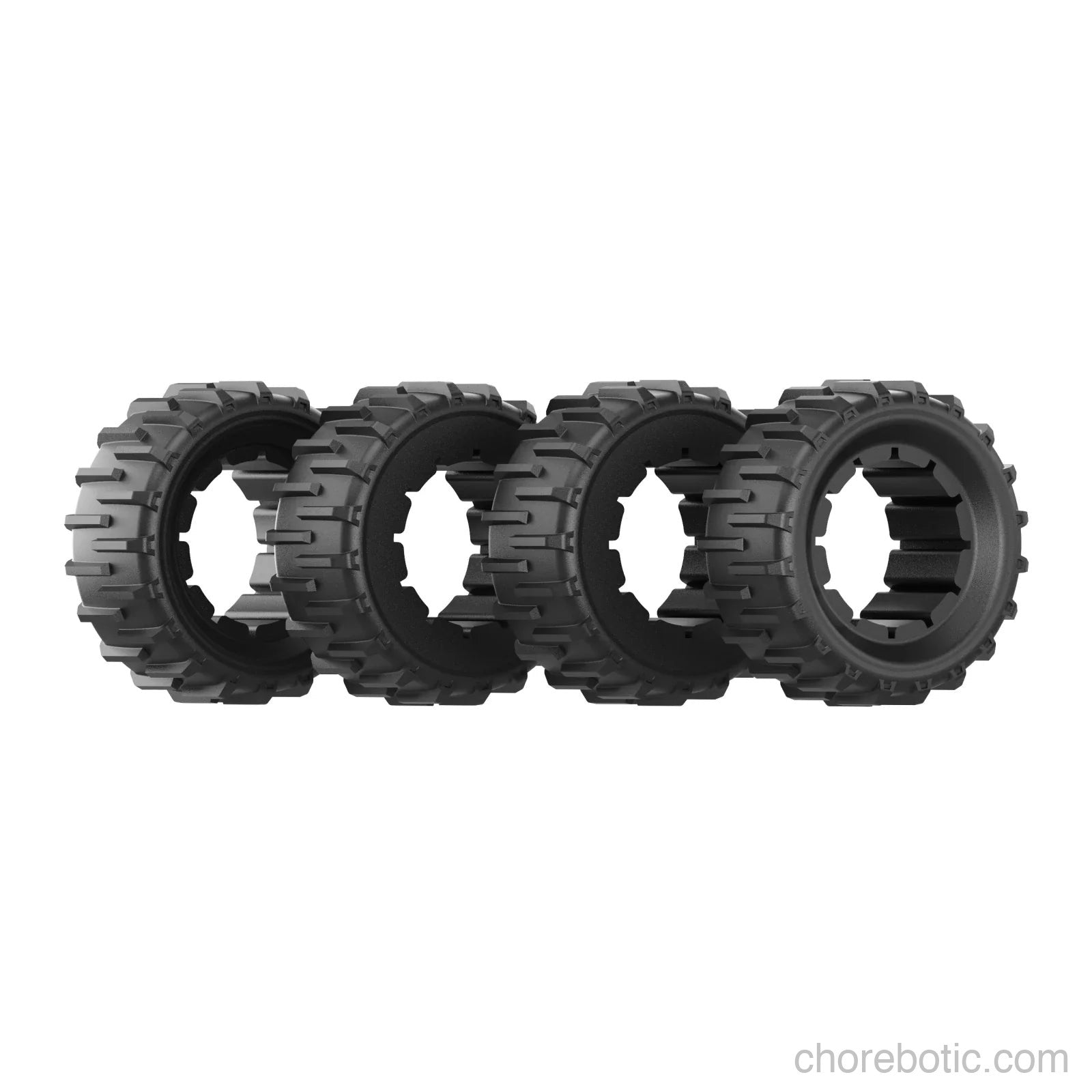 Pair of MOWRATOR wide wheels designed for 85% slope, featuring durable construction and wide tread for stability.