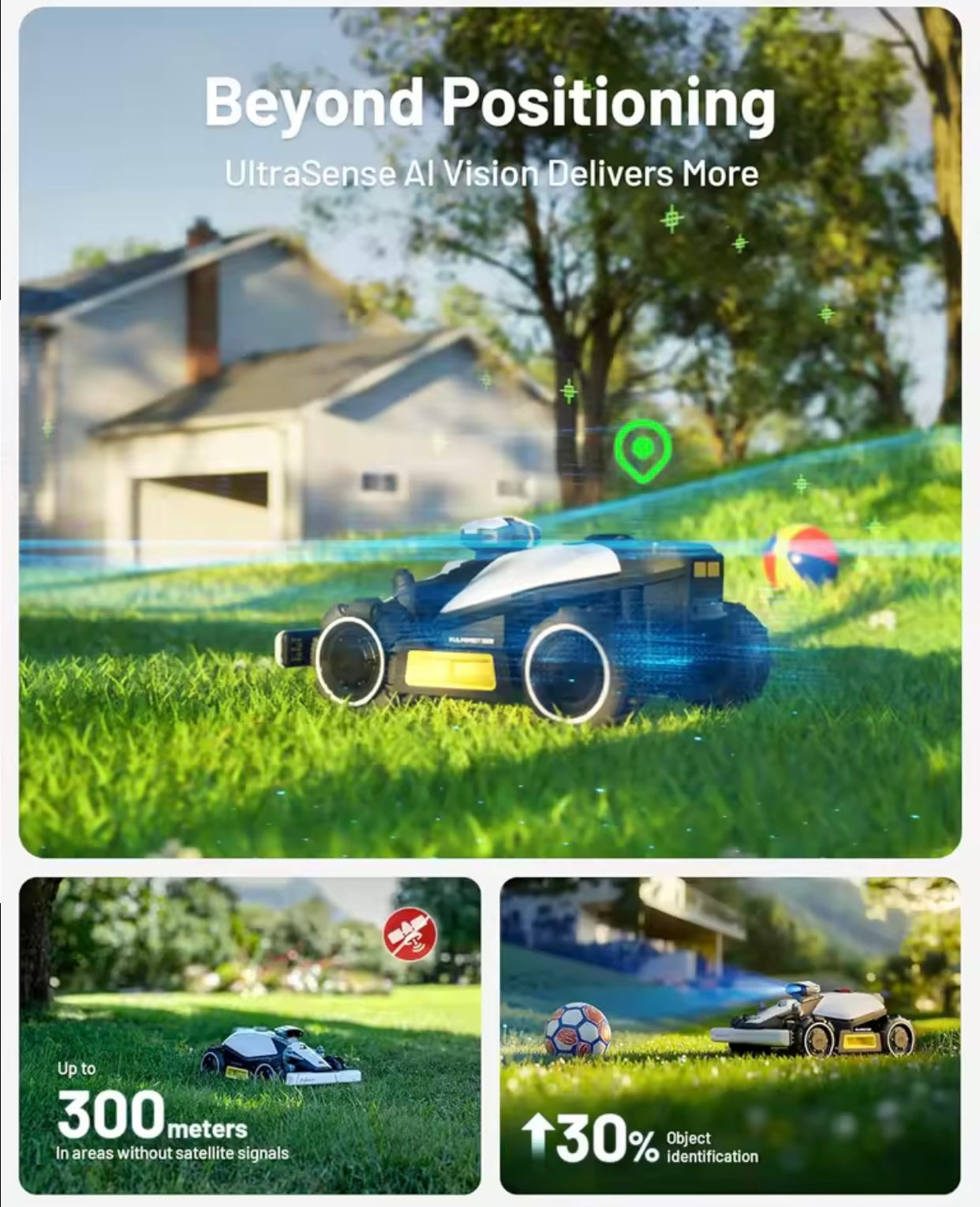 Mini AWD 800 Robot Lawn Mower with 4G, Reception 0.2 Acre, Max. 0.25 Acre, All-Wheel-Drive for 80% Slope