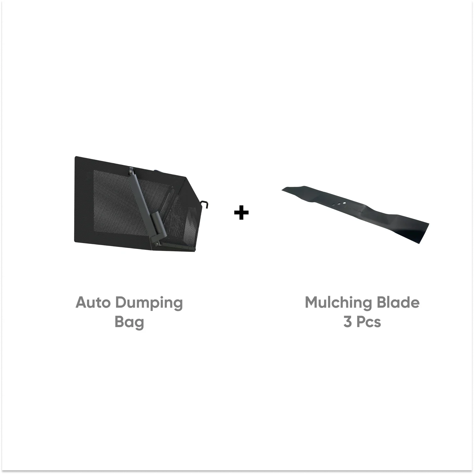 MOWRATOR 2-in-1 accessory set for auto dumping and leaf collection, featuring durable tools for yard cleanup and leaf gathering.