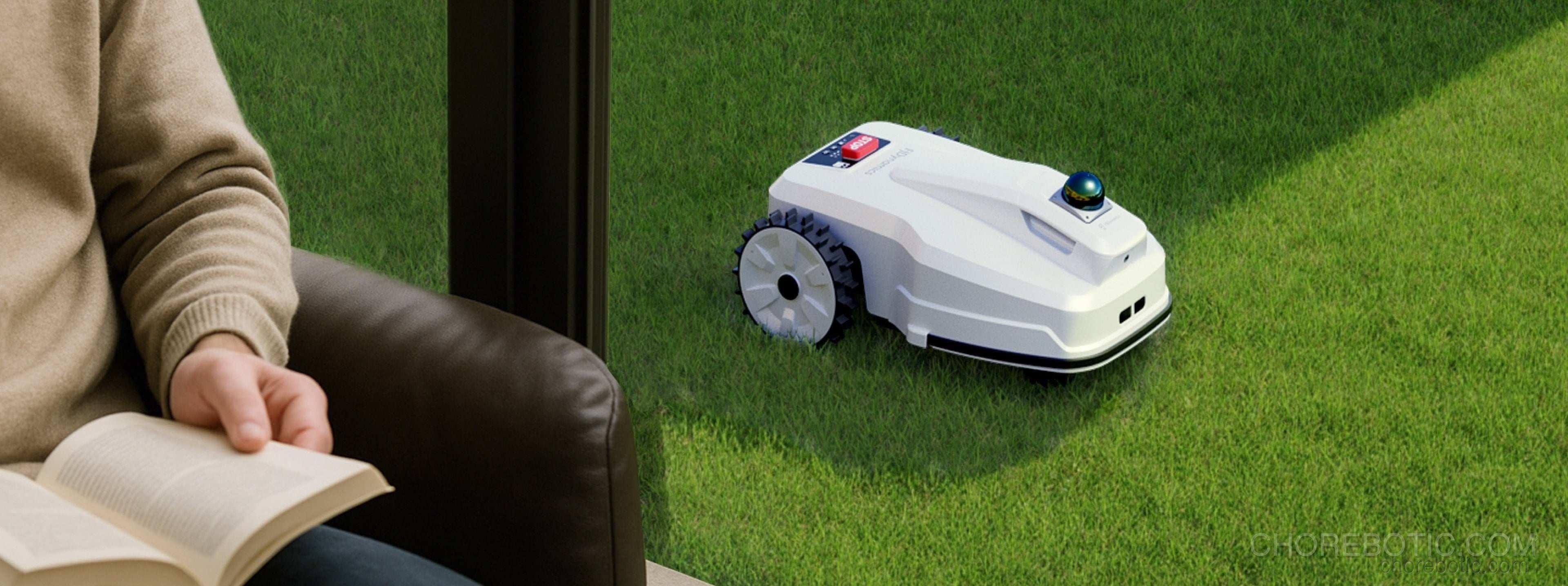 FJDynamics FL3000 No Wire LiDAR robot mower cutting grass with sleek black design and advanced LiDAR sensor technology.
