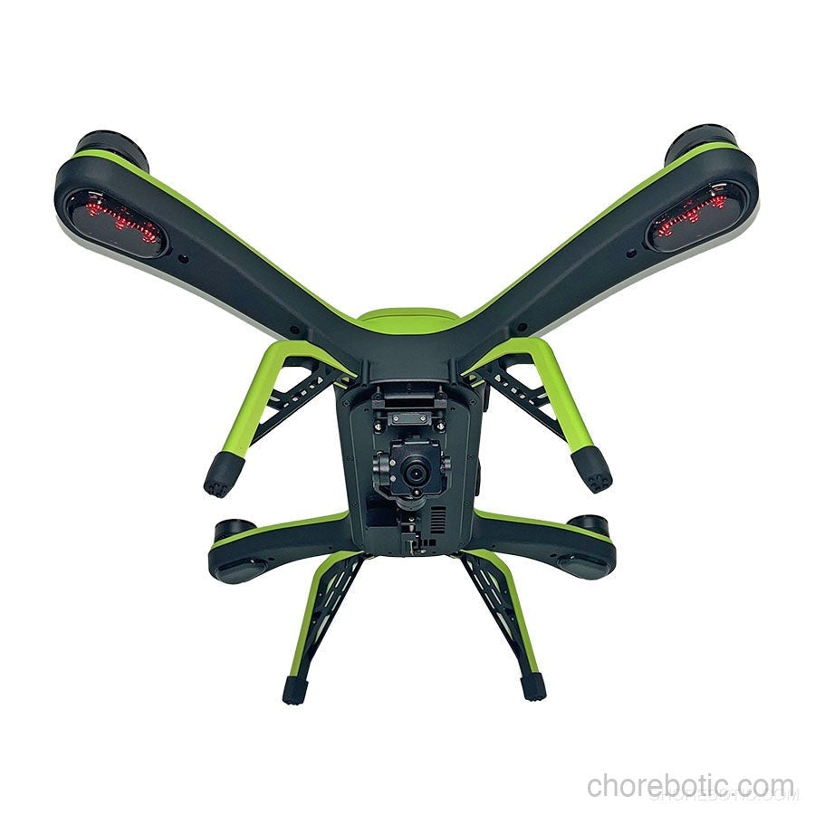 Xpece ONE fishing drone flying over water with fishing gear attached, showcasing its aerial capabilities and compact design.