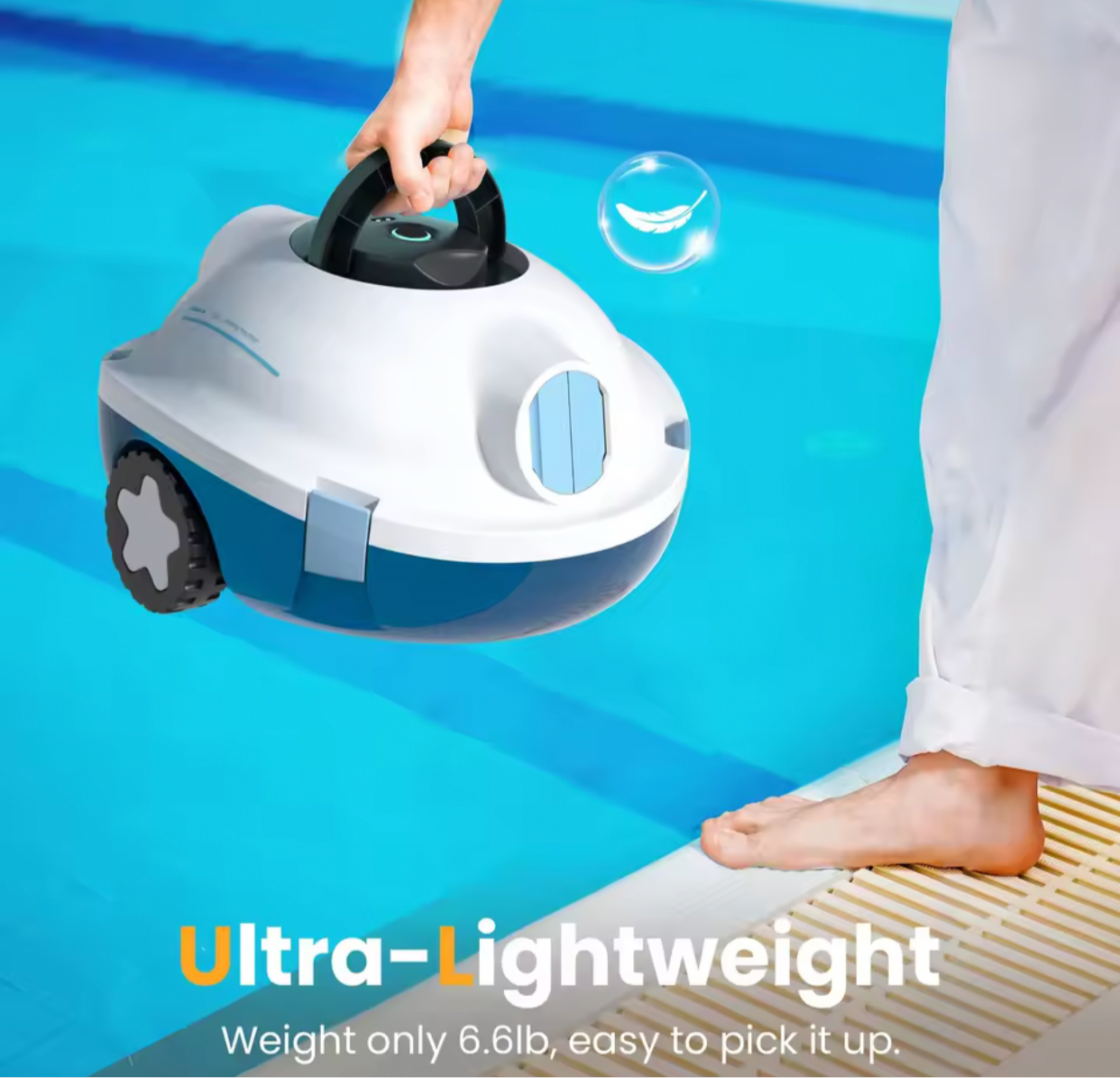 INSE Y10 Cordless Robotic Pool Vacuum Cleaner 90 Mins Runtime Self-Parking Dual Suction Inlets About 65 Ft/1100 Sq.Ft Pool Clean