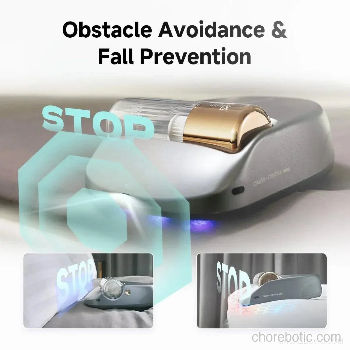 Creatulize X1 Robot Bed Vacuum Cleaner with vacuum and mop functions, shown cleaning a bedroom floor.