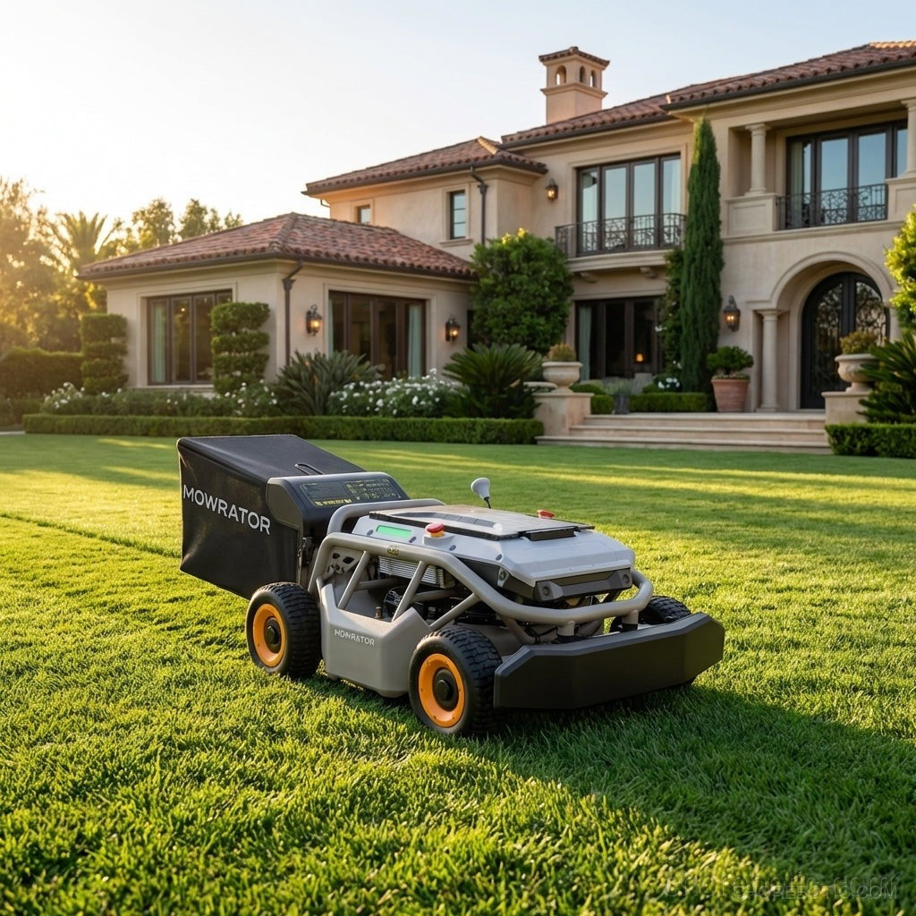 MOWRATOR all-season slope bundle with S1 4WD 18Ah robot, deformable tires, designed for versatile terrain navigation.