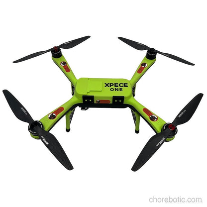 Xpece ONE Fishing Drone flying outdoors with remote controller, showcasing its compact design and aerial capabilities for fishing enthusiasts.