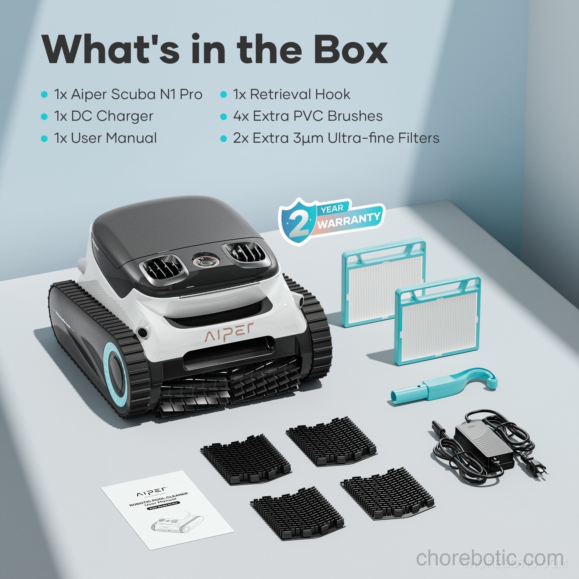 Aiper Scuba N1 Pro cordless robotic pool cleaner with sleek design and compact build for efficient pool cleaning.