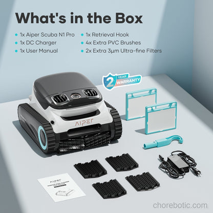 Aiper Scuba N1 Pro cordless robotic pool cleaner with sleek design and compact build for efficient pool cleaning.