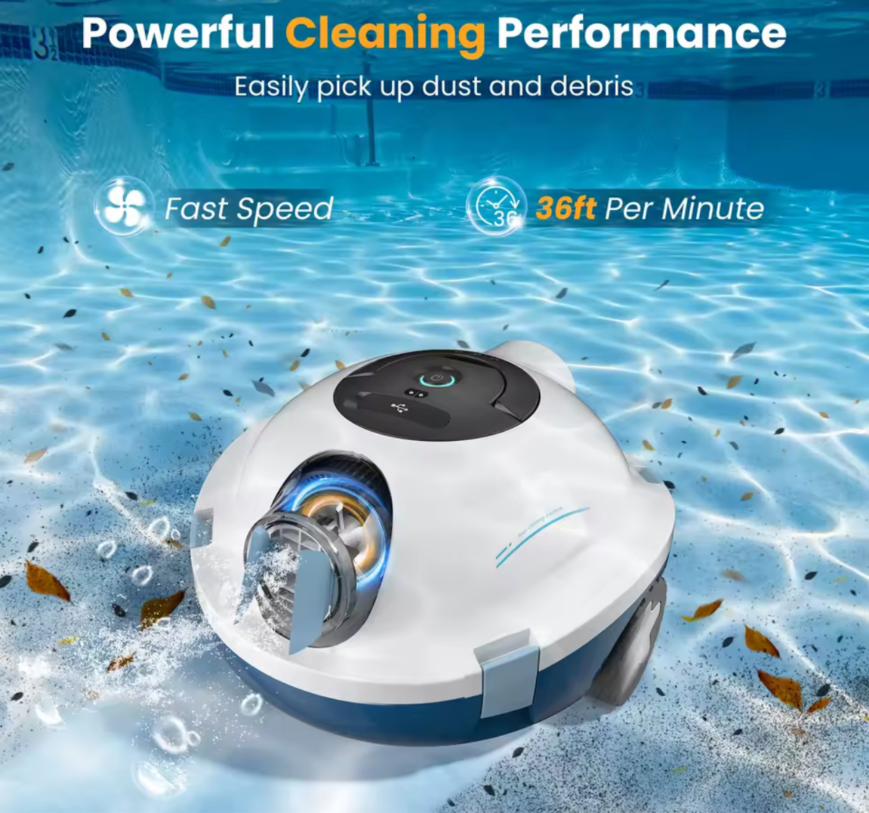 INSE Y10 Cordless Robotic Pool Vacuum Cleaner 90 Mins Runtime Self-Parking Dual Suction Inlets About 65 Ft/1100 Sq.Ft Pool Clean