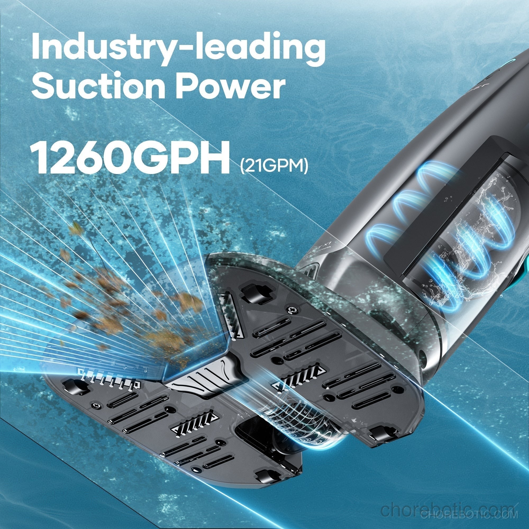 Aiper Pilot X1 cordless pool cleaner with sleek design, shown in action cleaning a swimming pool.