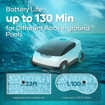 Aiper Scuba L1 cordless robotic pool cleaner submerged in a clean swimming pool, ready to remove debris and dirt from the pool floor.