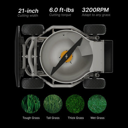 MOWRATOR Mowrator S1 4WD remote control lawn mower with leaf shredding vacuum on a grassy slope.