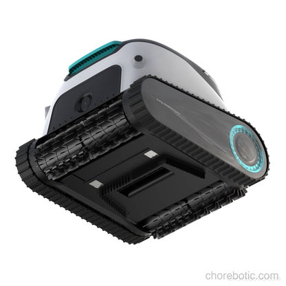 Aiper Scuba N1 Ultra cordless robotic pool cleaner cleaning a swimming pool with its compact design and brushes.