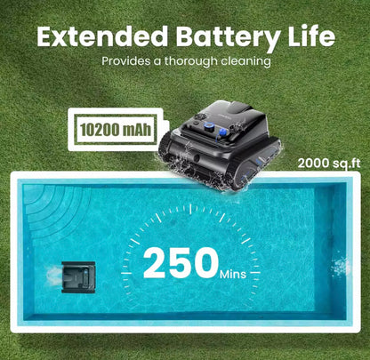 TASVAC Automatic Cordless Robotic Pool Cleaner,240 Mins Runtime,Self-Parking,for Flat Above/In-Ground Pool to 80 Feet/2000 Sq.Ft