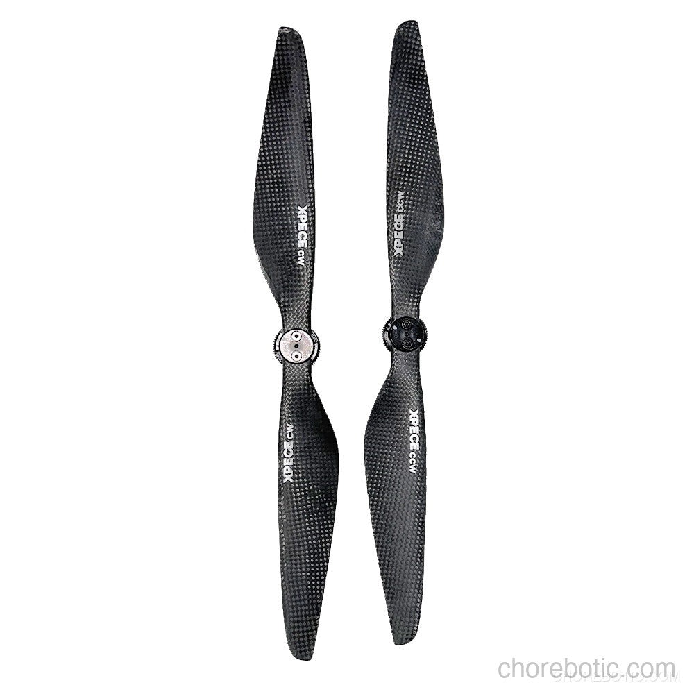Xpece Carbon Fiber Propeller Pair for drone or model aircraft, lightweight and durable accessory with sleek black finish.