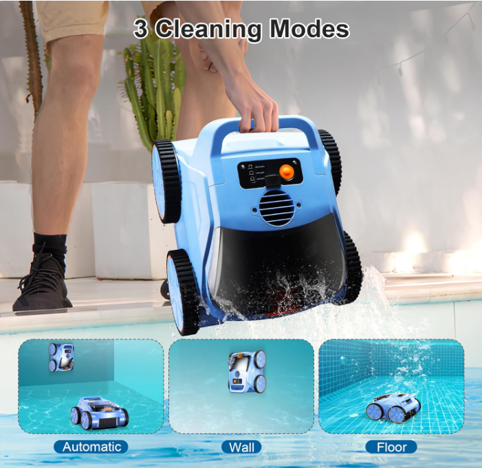 Robotic Pool Vacuum, Robotic Pool Cleaner for Inground Pools, Smart Navigation, Floor/Wall/Waterline Cleaning, 180 Mins Runtime for Pool