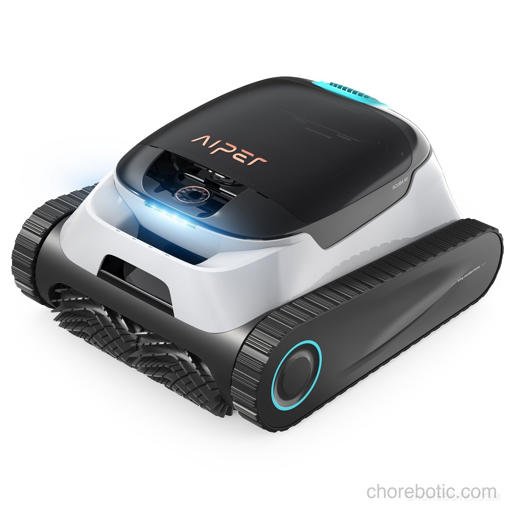 Aiper Scuba N1 Plus cordless robotic pool cleaner with sleek design and multiple brushes for efficient pool cleaning.