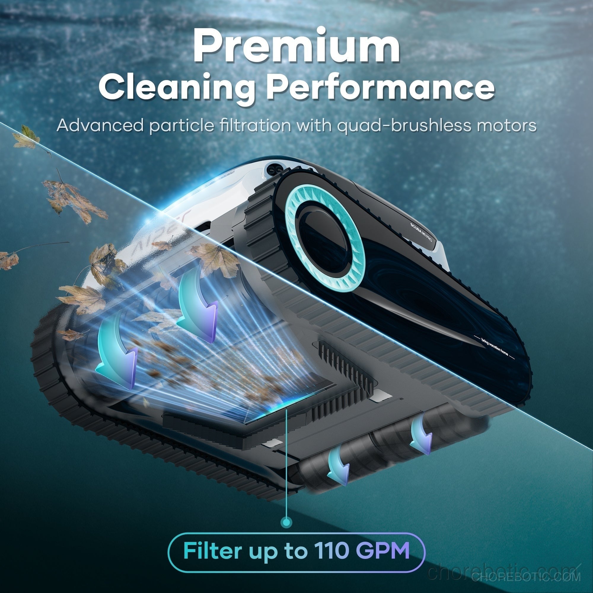 Aiper Scuba N1 Pro cordless robotic pool cleaner navigating a clean pool surface with its sleek design and advanced technology.