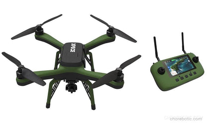 Xpece ONE fishing drone flying over water with remote control and camera for capturing aerial fishing shots.