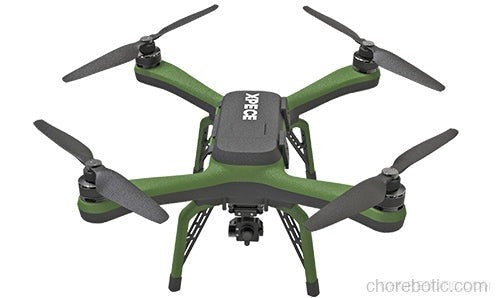 Xpece ONE fishing drone flying outdoors with a camera mounted, designed for aerial fishing and outdoor exploration.