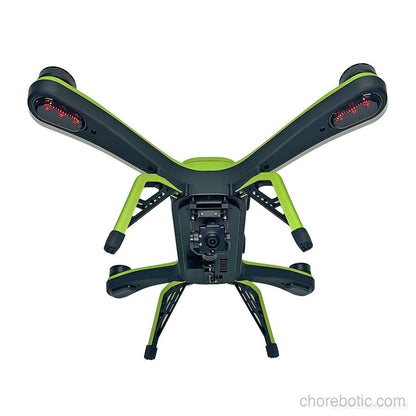 Xpece ONE fishing drone flying over water with fishing gear attached, showcasing its aerial capabilities and compact design.