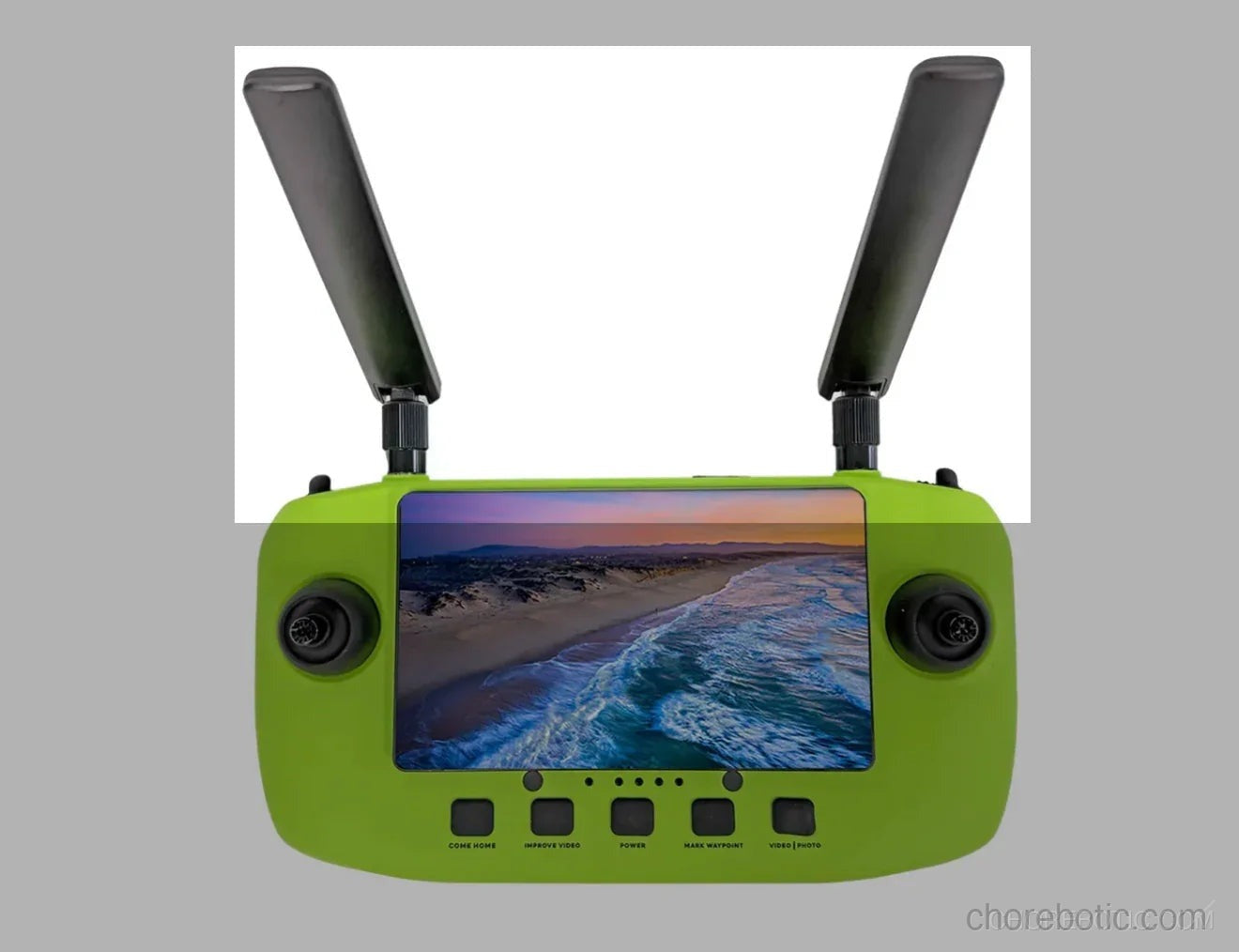 Xpece drone remote control with attached remote antenna accessory, enhancing signal reception and control range.